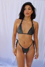 Load image into Gallery viewer, Vivian Scrunch Bikini Bottom Black Shimmer
