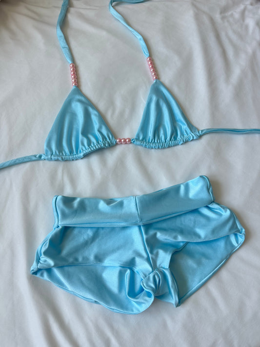 Siren Scrunch Bikini Bottom - Blue & Pink