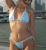 Load image into Gallery viewer, Siren Triangle Bikini Top - Blue &amp; Pink
