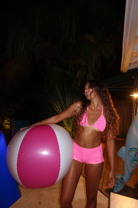 Pink Polkadot Triangle Top
