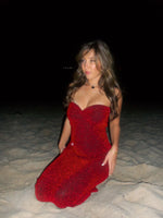 Load image into Gallery viewer, Rebecca Red Shimmer Maxi Dress
