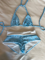 Load image into Gallery viewer, Baby Blue Paisley Triangle Top
