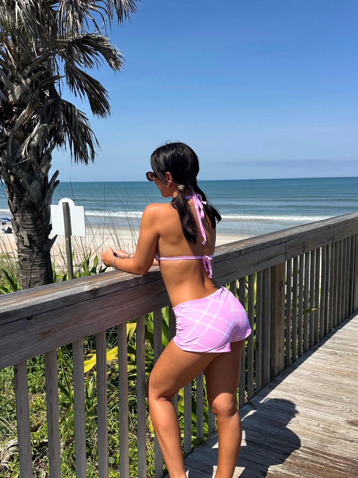 Pink Plaid Swim Shorts