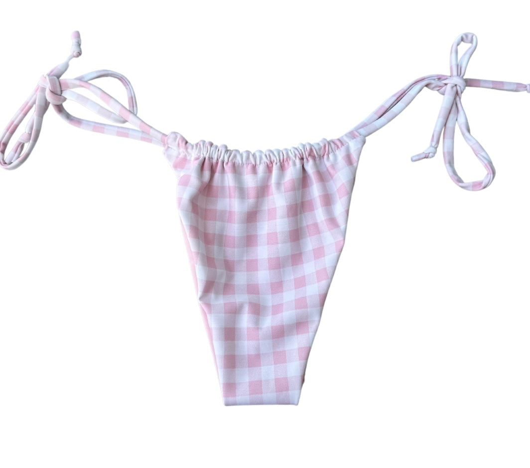 Pink Gingham Scrunch Bikini Bottom