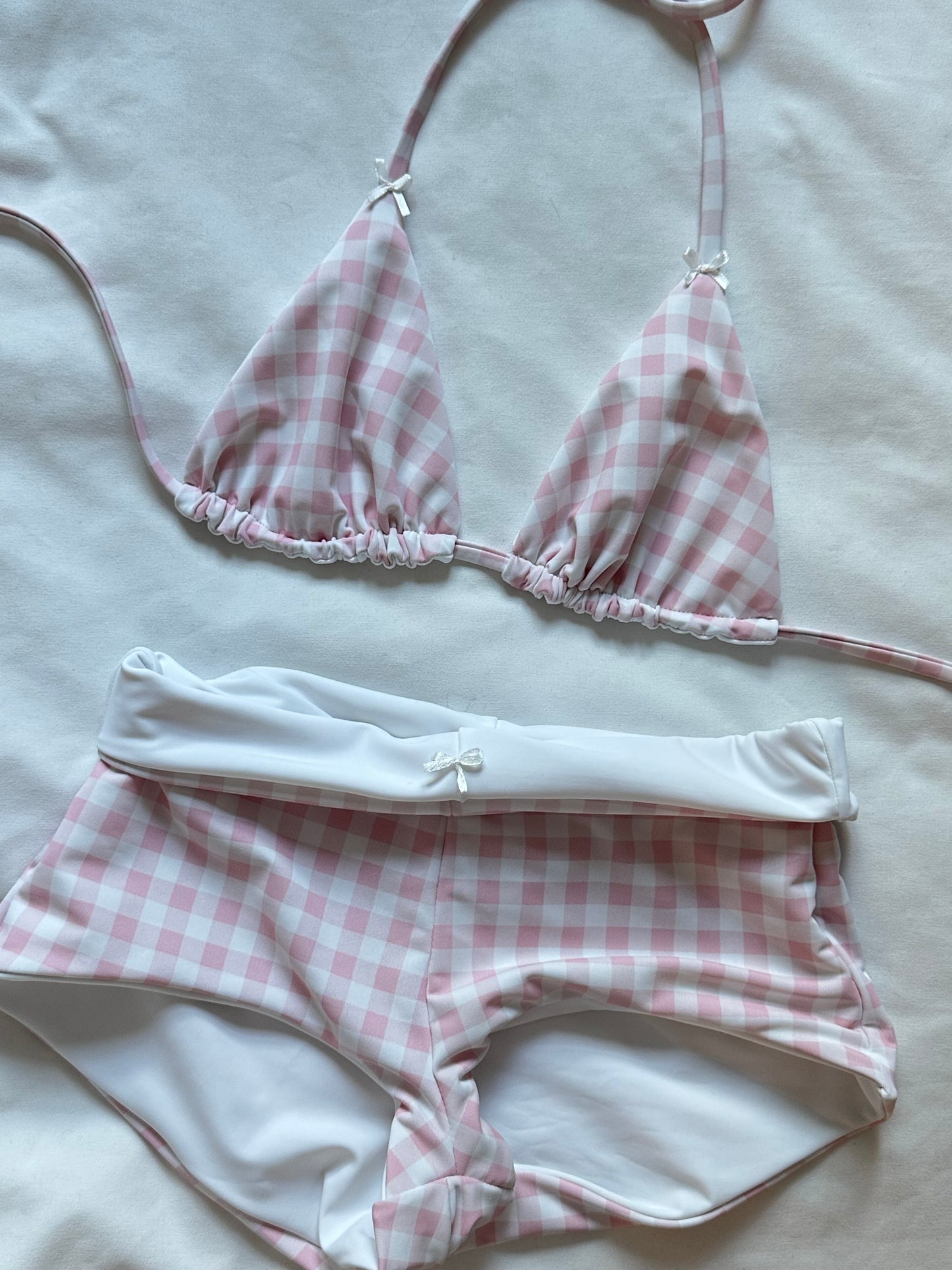 Pink Gingham Swim Shorts