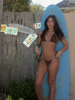 Load image into Gallery viewer, Siren Triangle Bikini Top - Brown &amp; Blue
