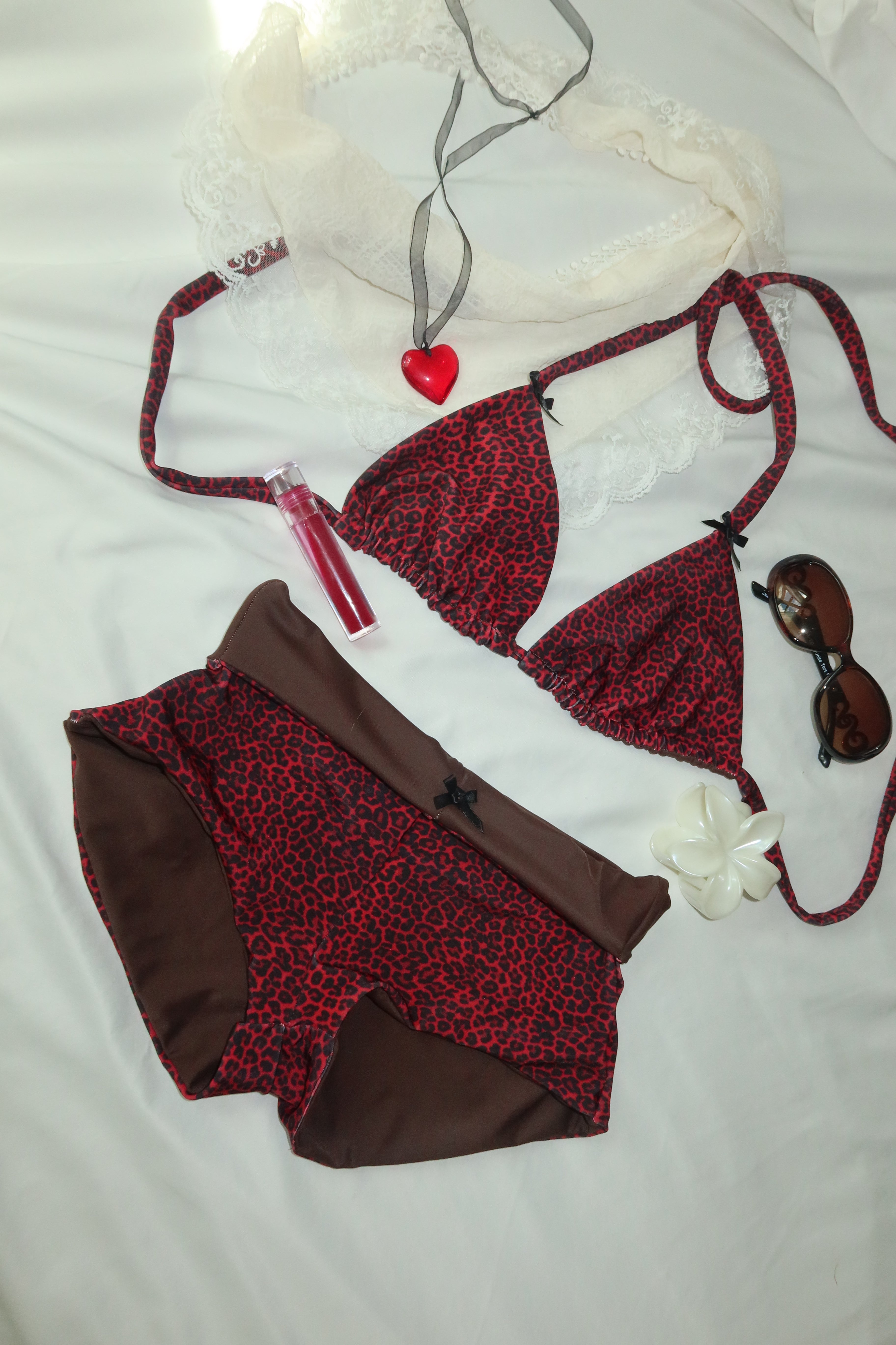 Cherry Leopard Triangle Top