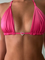 Load image into Gallery viewer, Lover Hot Pink Triangle Bikini Top
