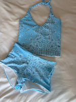 Load image into Gallery viewer, Baby Blue Paisley Swim Shorts
