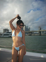Load image into Gallery viewer, Siren Triangle Bikini Top - Blue &amp; Pink
