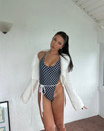 Load image into Gallery viewer, Itsy Bitsy B&amp;W Polkadot One Piece
