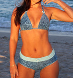 Load image into Gallery viewer, Blue Cheetah Triangle Bikini Top
