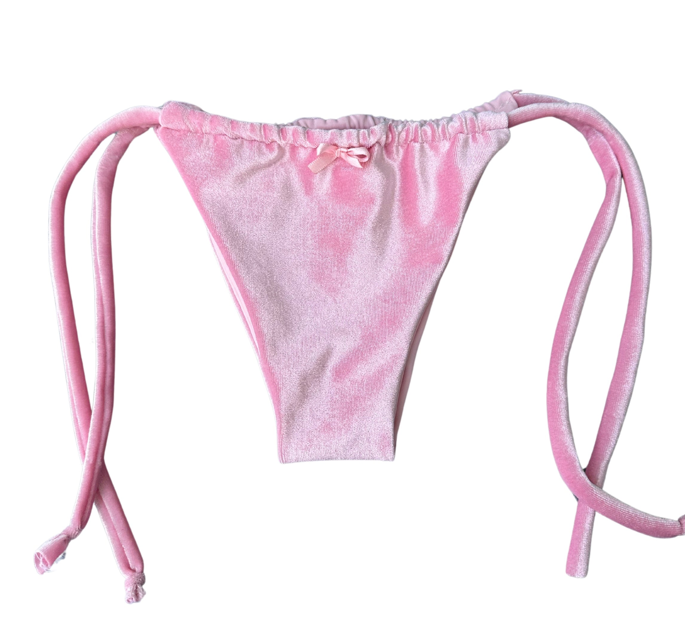 Baby Pink Velvet Scrunch Bikini Bottom