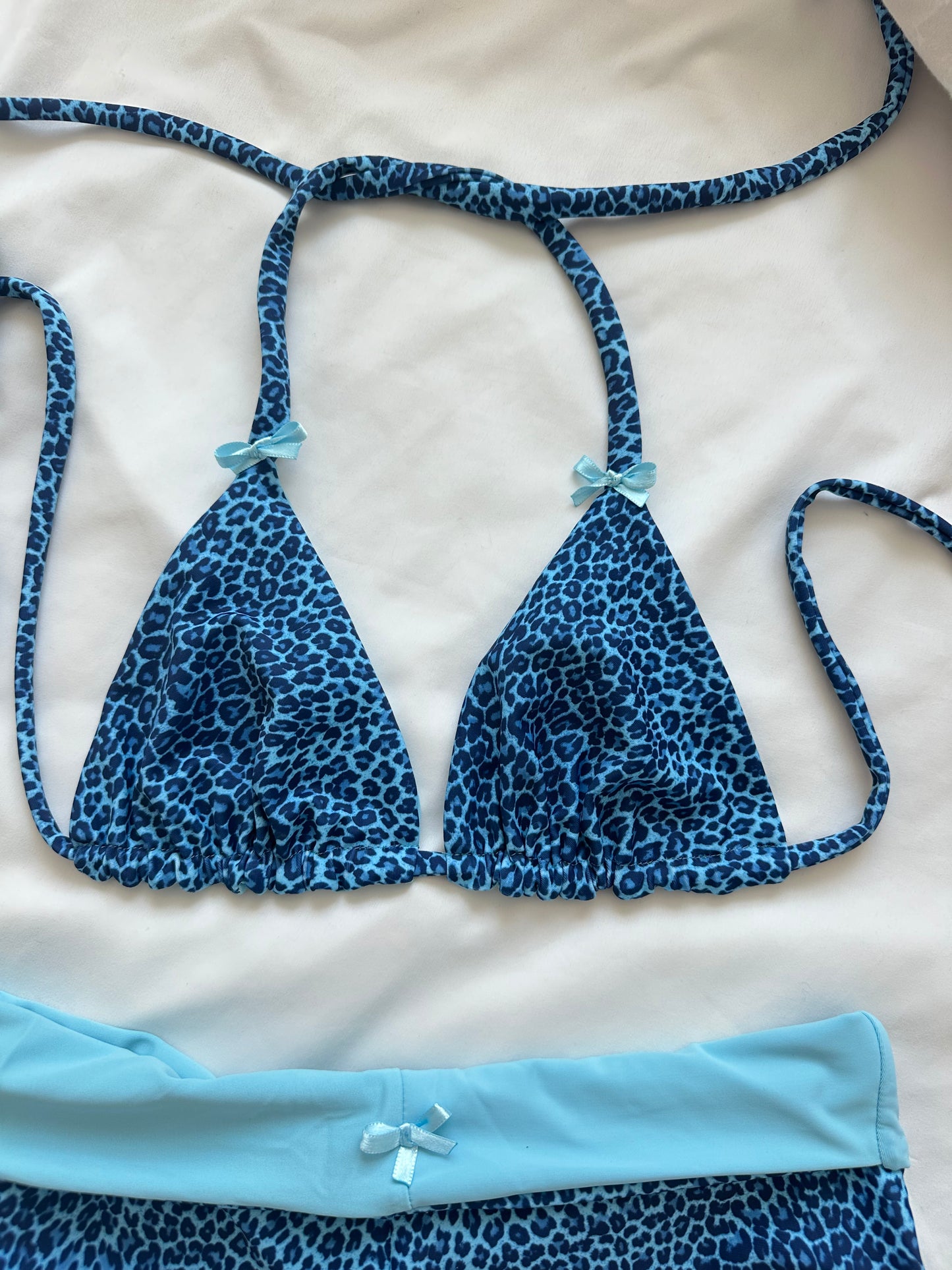 Blue Cheetah Triangle Bikini Top