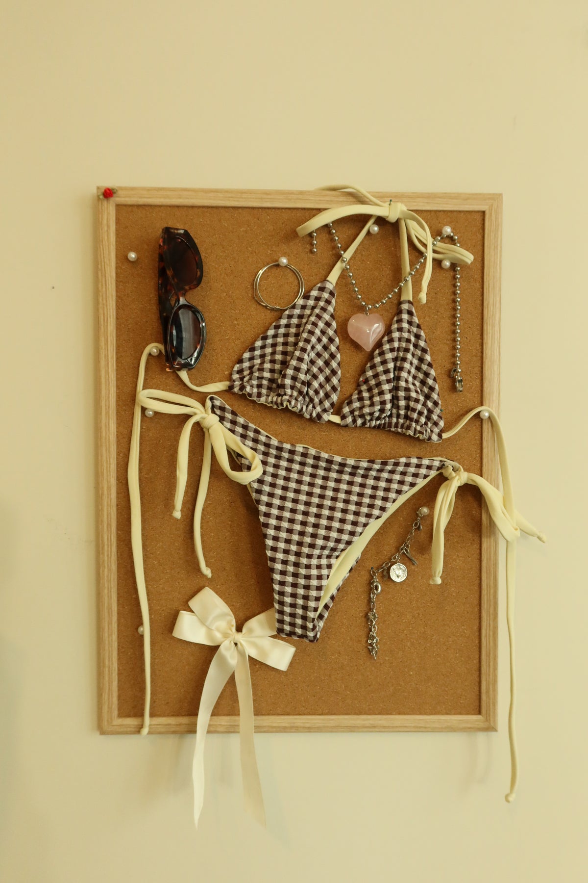 Emilie Bikini Bottom in Brown Gingham