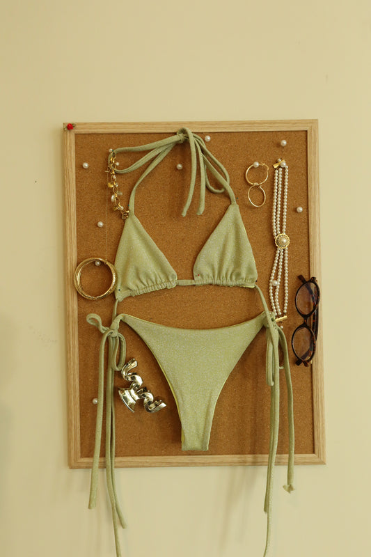 Emilie Bikini Bottom in Sage Shimmer