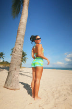 Load image into Gallery viewer, Green Hibiscus Swim Shorts
