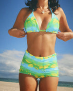 Load image into Gallery viewer, Green Hibiscus Swim Shorts
