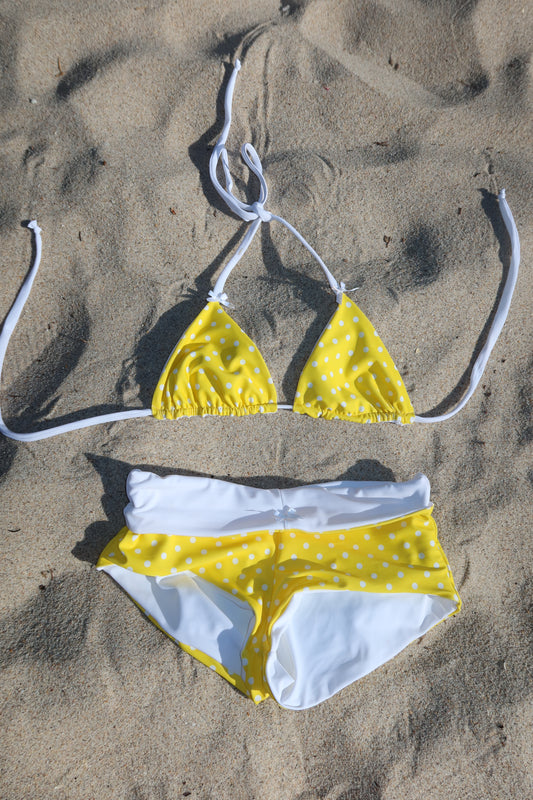 Itsy Bitsy Yellow Polkadot Triangle Top