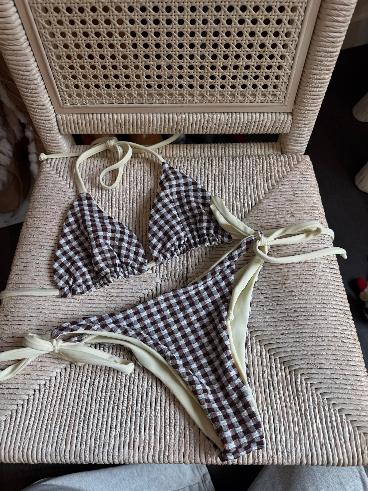 Emilie Bikini Bottom in Brown Gingham