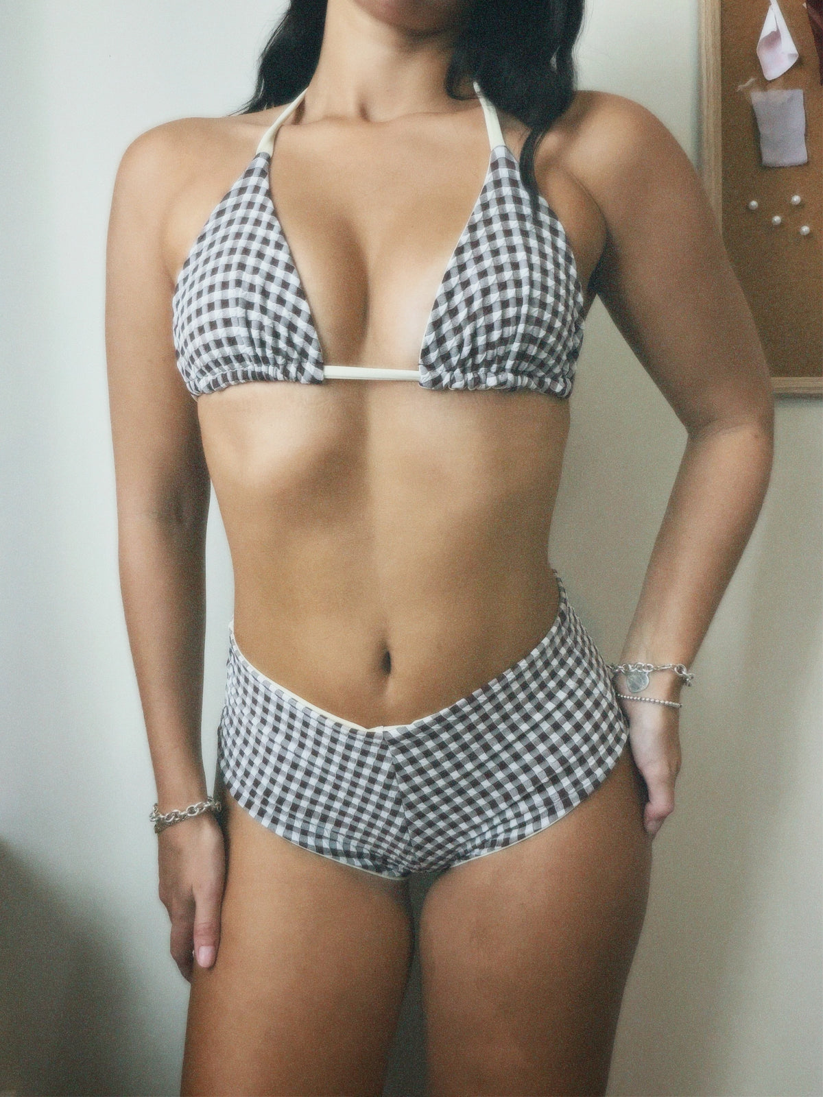 Juliette Bikini Bottom in brown gingham