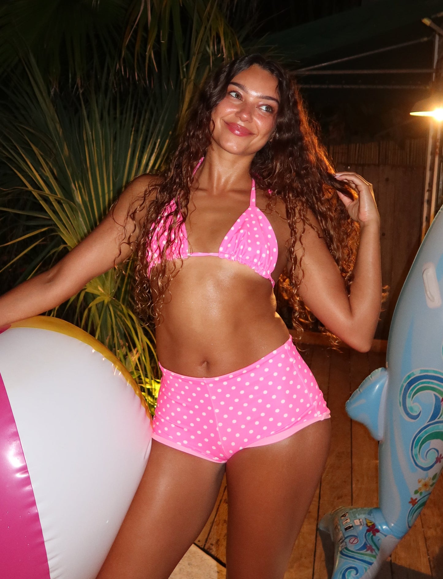 Pink Polkadot Triangle Top