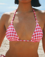 Load image into Gallery viewer, Baby Doll Red Gingham Triangle Top
