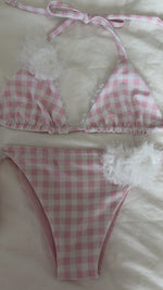 Load and play video in Gallery viewer, Pink Gingham Rose Triangle Top
