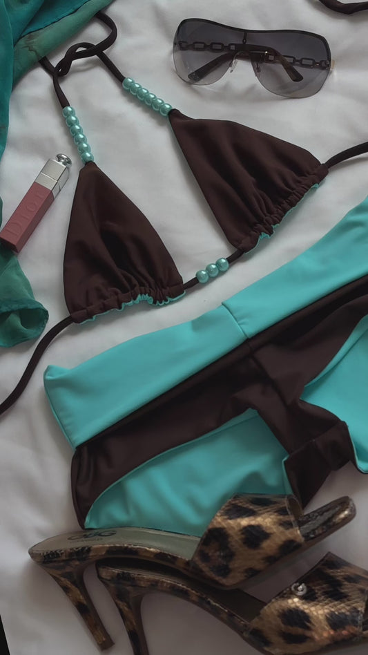 Siren Swim Shorts - Brown & Blue
