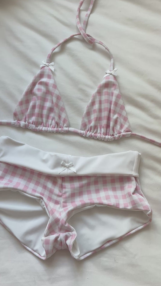 Pink Gingham Triangle Top