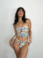 Load image into Gallery viewer, Tie Bikini Bottom in White Comic
