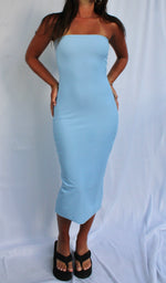 Load image into Gallery viewer, Ribbed Midi Dress in Baby Blue
