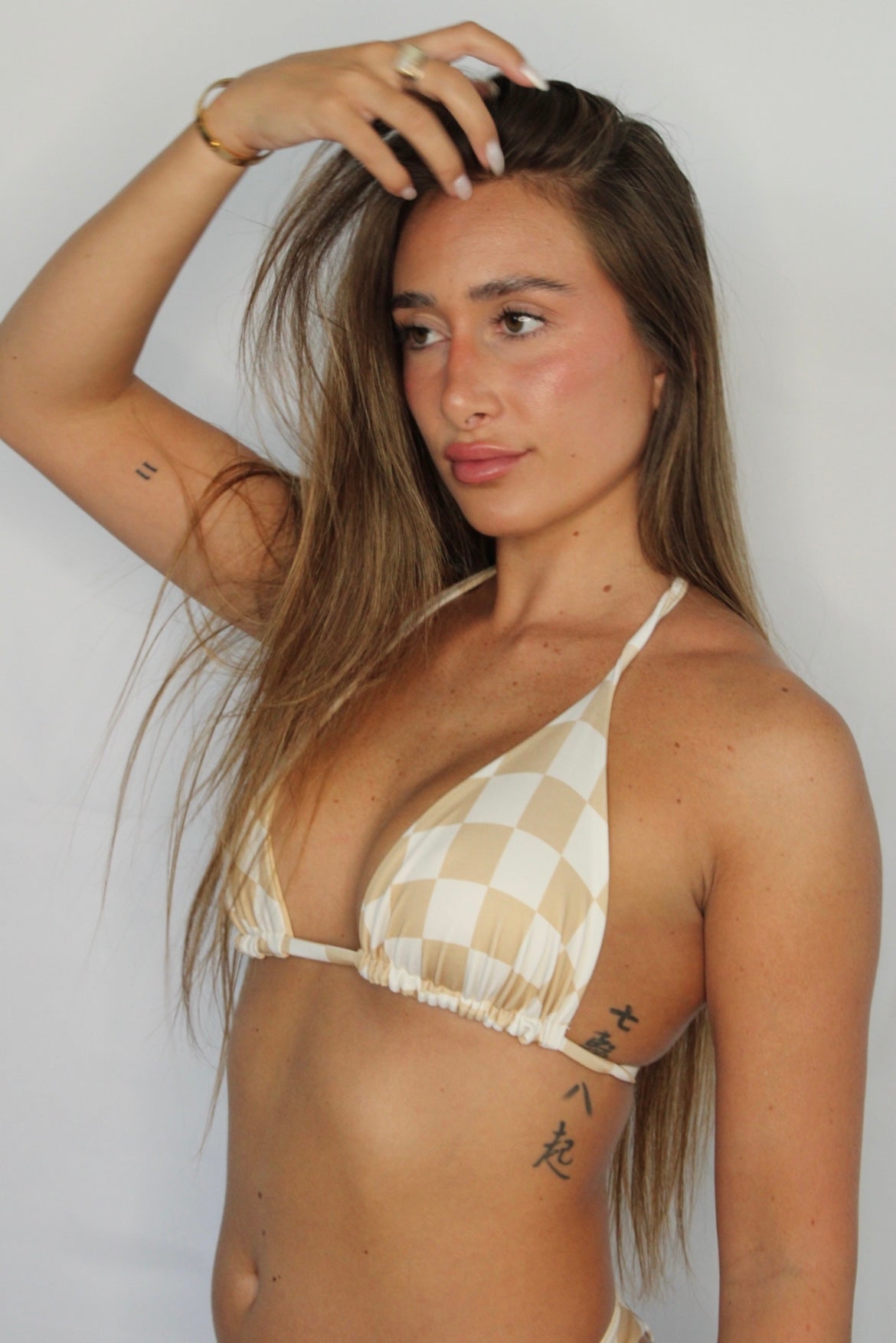 Mia Checker Triangle Bikini Top